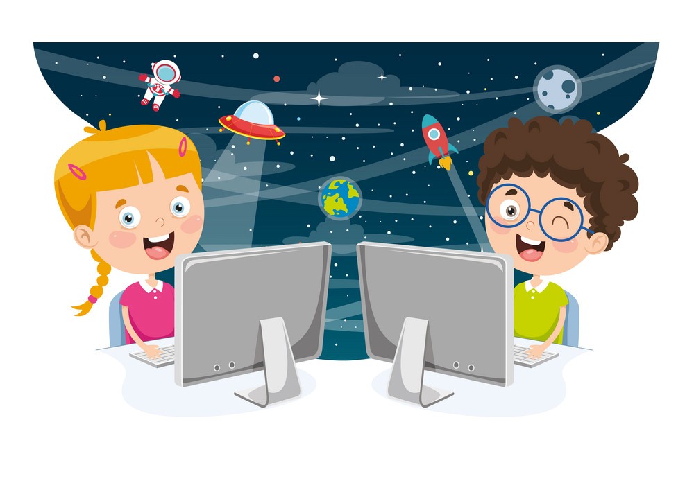 kid doing coding
